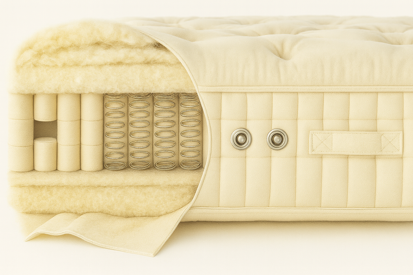 100% Organic Wool & Suvin Organic Gold Cotton Hand Tufted 3000 Air Suspension Pocket Spring Mattress